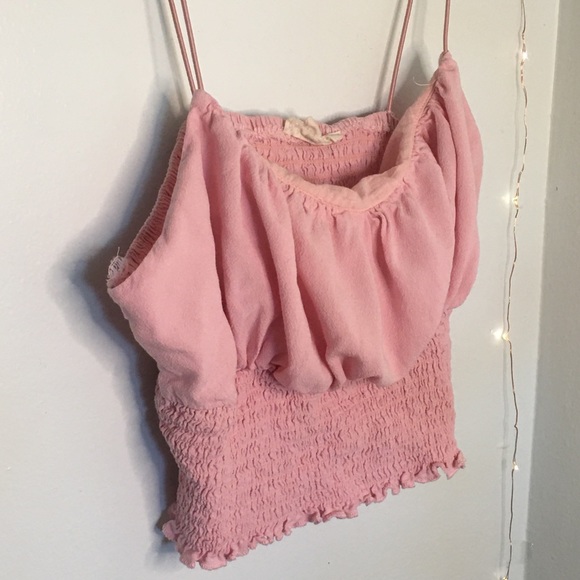 PACSUN Smocked Tank Top Pink - Picture 2 of 3